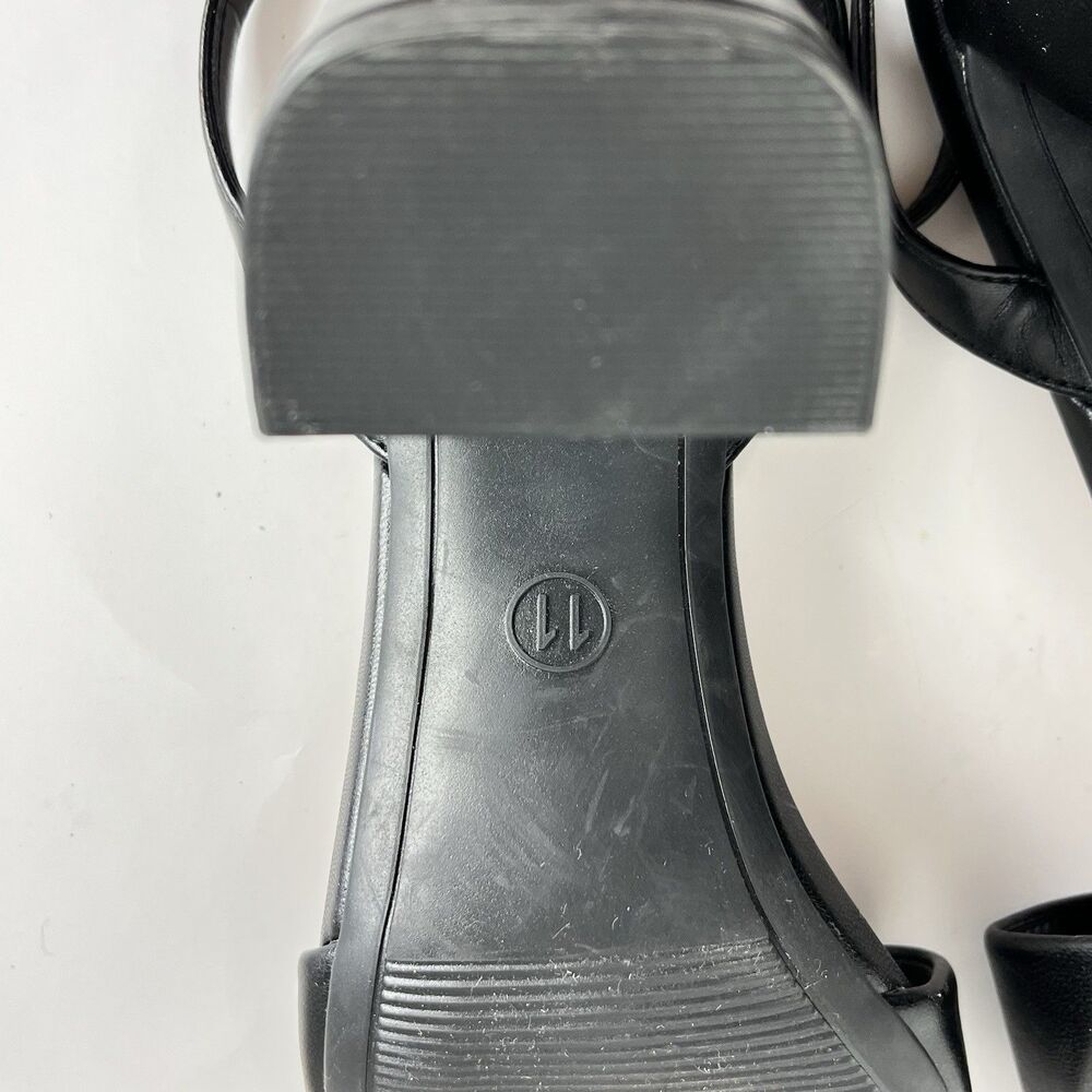 Women Black Block Heel Sandals Ankle Strap Memory Foam Size 11 - Picture 10 of 11